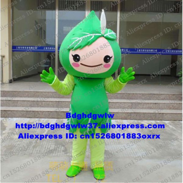 Costumes de mascotte Fleur verte Pêche Prunus Costume de mascotte Adulte Personnage de dessin animé Costume Costume Dîner de bienvenue Compaign promotionnel Zx2901