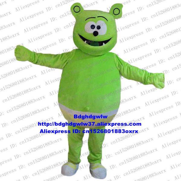 Costumes de mascotte ours gommeux vert, Costume de personnage de dessin animé pour adulte, Costumes de spectacle sur scène Zx670