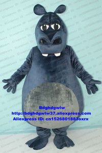 Costumes de mascotte Costume de mascotte d'hippopotame de cheval de rivière d'hippopotame gris adulte personnage de dessin animé campagne publicitaire de scène professionnelle Zx2258