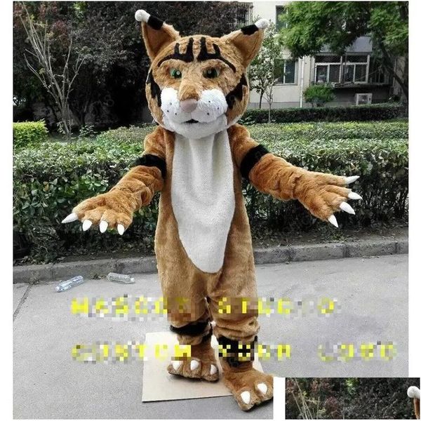 Costumes de mascotte Halloween Wildcat Costume de haute qualité Thème de dessin animé Personnage Carnaval Adt Robe unisexe Fête d'anniversaire de Noël Out Dh5ak