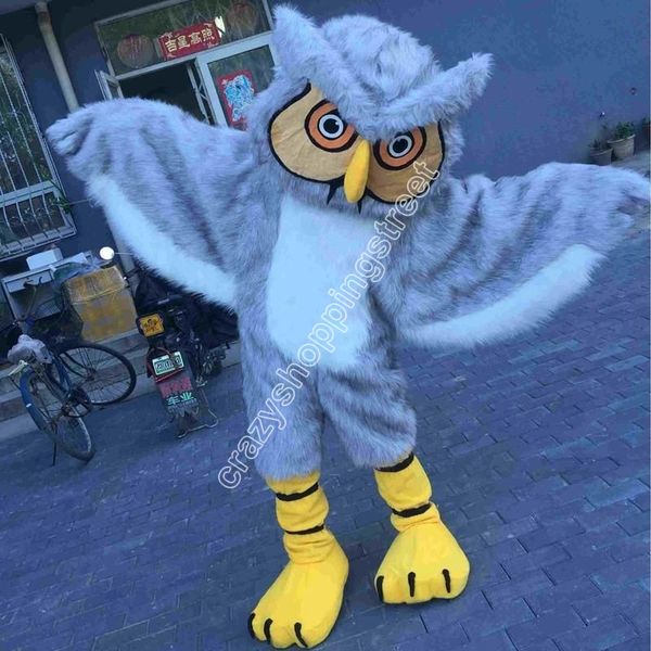 Costumes de mascotte Halloween Fancy Party Dress bleu en peluche hibou Personnage de dessin animé Carnaval Noël Pâques Publicité Costume de fête d'anniversaire Outfit