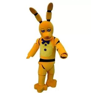 Costumes de mascotte Halloween Cinq nuits chez Freddy's Toy Costume de mascotte de lapin jaune effrayant Costume d'Halloween de marche Costume de grand événement Costume Robe de fête