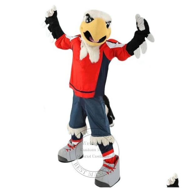 Costumes de mascotte Halloween Haute Qualité College Sport Eagle Costume pour la fête Personnage de dessin animé Vente Support Personnalisation Drop Deliv Dhhsl