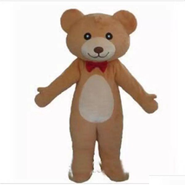 Costumes de mascotte Halloween Cravate rouge Costume d'ours en peluche de haute qualité Personnaliser le personnage de dessin animé Taille Adt Carnaval de Noël Fanc Dhpxs