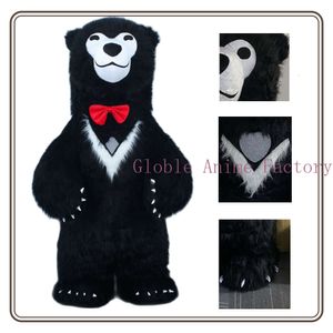 Costumes de mascotte {fenêtre en forme de coeur} mascotte à yeux ronds polaires iatable Costume en fourrure noire Costume d'ours en peluche 3m