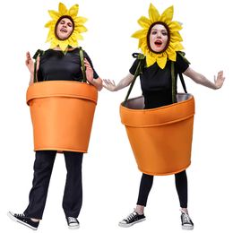 Costumes de mascotte Hilarant Suower Pot de fleur en pot Outfit Halloween Carnaval Jeu de rôle Mascarade Ball Mâle et Femelle Combinaison Adulte