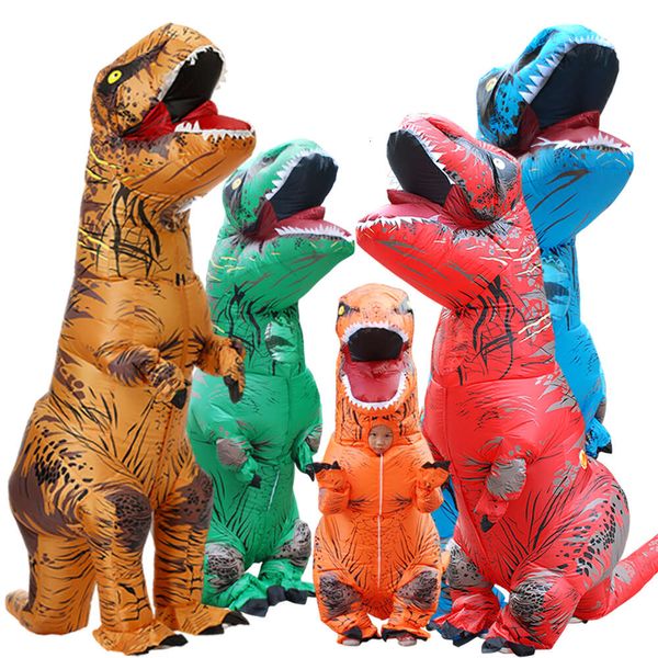 Costumes de mascotte Jurassic Dinosaur Tyrannosaurus Rex Iatable Costume Halloween Carnaval Festival Fête En Plein Air Anime Adulte Enfants Onesie