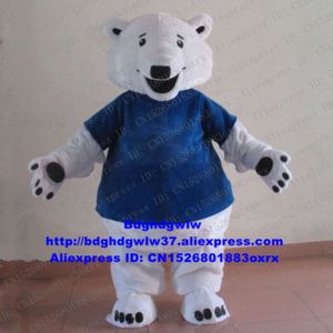 Costumes de mascotte longue fourrure manteau bleu polaire blanc ours de mer mascotte costume personnage adulte performance théâtrale étiquette avec la permission de Zx2370