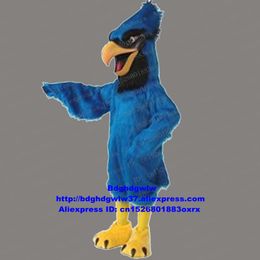 Disfraces de mascota Piel larga Azul Jay Bird Cianocitta Cristata Eagle Hawk Disfraz de mascota Personaje adulto Solicitar fiesta de graduación de negocios Zx46