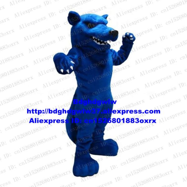 Costumes de mascotte longue fourrure bleu loup mascotte costume adulte personnage de dessin animé tenue costume petite enfance enseignement ouvrir une entreprise Zx2349