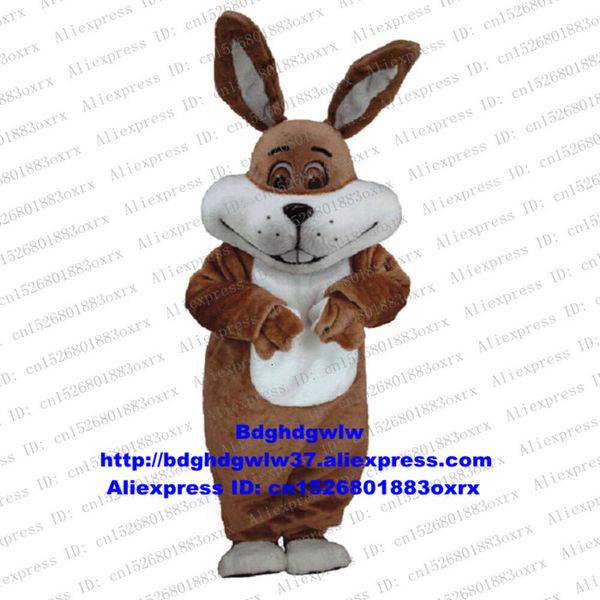 Costumes de mascotte longue fourrure marron lapin de Pâques Osterhase lapin lièvre mascotte Costume personnage de dessin animé coupe de ruban Cere Shop célébration Zx2048