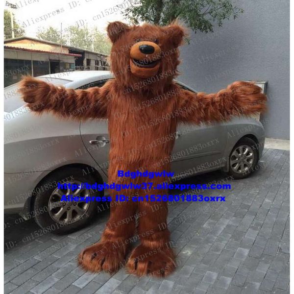 Costumes de mascotte Longue fourrure Brun Grizzly Bear Ursus Arctos Costume de mascotte Adulte Personnage de dessin animé IDÉNITÉ DE LA MARQUE Attirer les clients Zx398