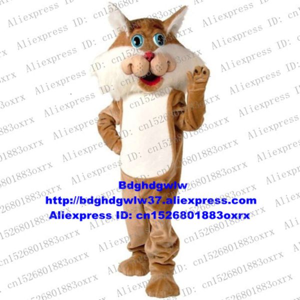 Costumes de mascotte longue fourrure marron chat léopard Lynx Catamount Bobcat Lince Luchs Costume de mascotte personnage adulte promotion des ventes jouer à des jeux Zx2101