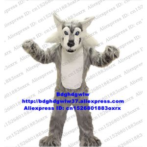 Costumes de mascotte Longue fourrure gris loup Coyote mascotte Costume adulte personnage de dessin animé tenue costume bande commerciale Drive Club activités Zx2894