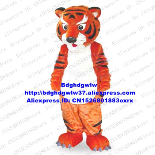 Costumes de mascotte Longue fourrure Orange Tigre Tigerkin Costume de mascotte adulte personnage de dessin animé tenue Costume cérémonie d'affaires Performance artistique Zx2054