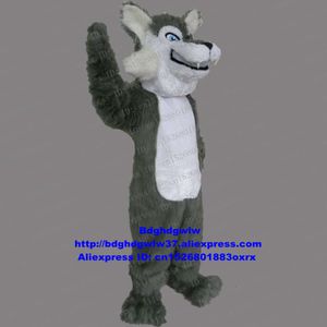Costumes de mascotte longue fourrure bois gris loup Husky chien mascotte Costume adulte personnage de dessin animé Showtime scène accessoires Club activités Zx126