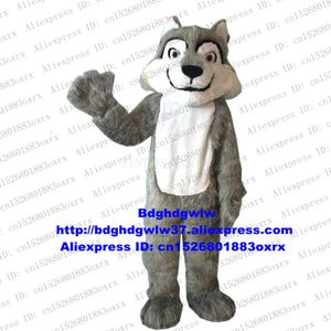Costumes de mascotte longue fourrure bois gris loup Husky chien mascotte Costume adulte dessin animé personnage costume campagne publicitaire vif haut de gamme Zx2568