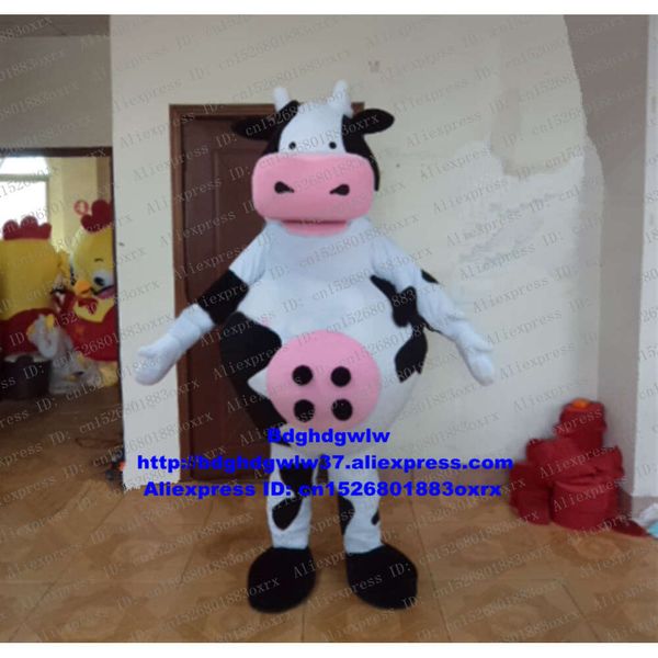 Costumes de mascotte Costumes de mascotte blanc noir vache Y bovins veau mascotte Costume adulte personnage de dessin animé Image d'entreprise Film répandu dominant Zx2470