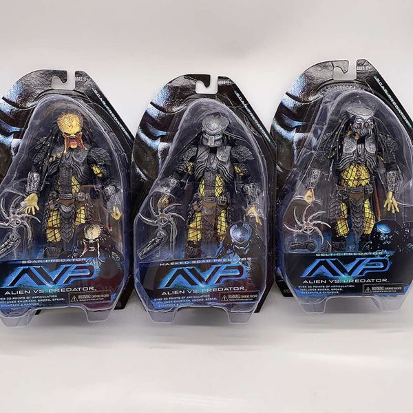 Costumes de mascotte Neca Figure Lab Escape Fugitif Predator Avp Alien Vs Predator Masqué Scar Predator Celtic Chopper Scar Action Figure Model Toys version la plus élevée.