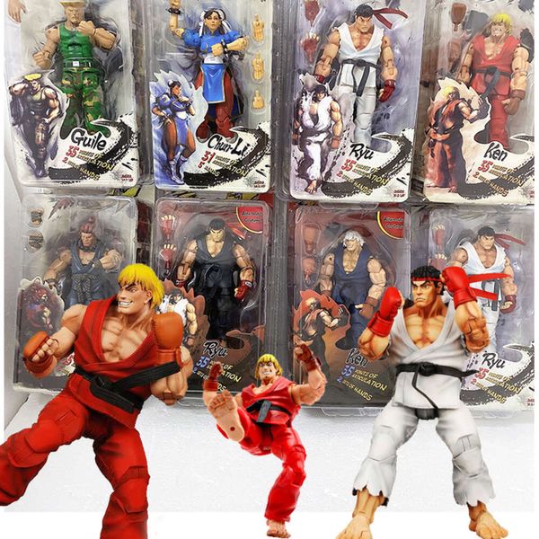 Costumes de mascotte Neca Figurine Ken Ryu Chun Li Hoshi Akuma Chunli Gouki Guile Figurine d'action modèle jouets Cool poupée cadeau de noël créatif