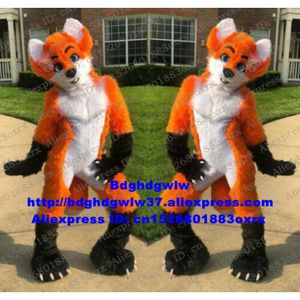 Mascottekostuums oranje lange vacht harige wolf husky hond vos fursuit mascottekostuum volwassen stripfiguur pak groot feest voetgangersstraat Zx3000
