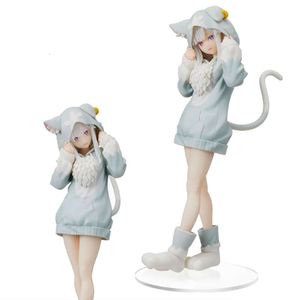 Costumes de mascotte, véritable figurine d'anime Rem Re:life in A Different World de 20cm, pull-over en forme de chat, modèle Emilia, poupée, jouet, boîte de collection, cadeau, pré-vente