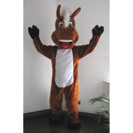 Costumes de mascotte Carton de cheval professionnel en peluche de Noël déguisement Halloween Mascot Costume