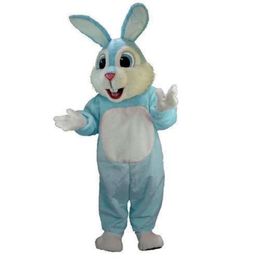 Costumes de mascotte lapin bleu clair dessin animé en peluche déguisement de noël Costume de mascotte d'halloween