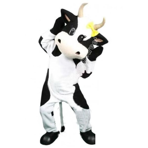 Disfraces de mascota S Lindo disfraz de vaca Personaje de dibujos animados Trajes Traje Navidad Adts Tamaño Fiesta de cumpleaños Traje al aire libre Publicidad Prop Dh0Du