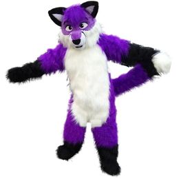 Costumes de mascotte Super mignon violet Husky Halloween personnage de chien tête de vacances Costume de fête fantaisie taille Adt anniversaire livraison directe Appar Otid5