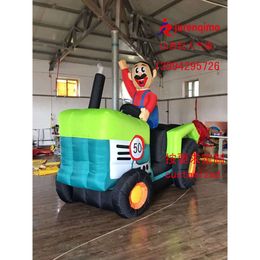 Modèle de tracteur de costumes de mascotte, agriculteur entraîne un tracteur, des décorations iatables, des publicités, des accessoires de fête, une personnalisation