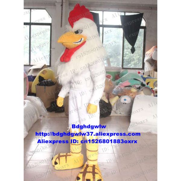 Disfraces de mascota Juego blanco Aves de pelea Gallo Pollo Chook Disfraz de mascota Personaje adulto Fiesta de graduación Noche de graduación Zx1239