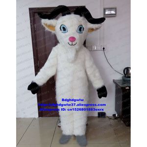 Costumes de mascotte Chèvre blanche Mouton Ram Ewe Costume de mascotte Adulte Personnage de dessin animé Costume Costume Attractions touristiques habillées en direct Zx1778