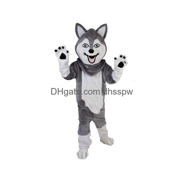 Costumes de mascotte Wolf Fursuit Chien Fox Noël Fantaisie Robe de soirée Personnage de dessin animé Costume Adts Taille Carnaval Pâques Drop Delive Dhgqr