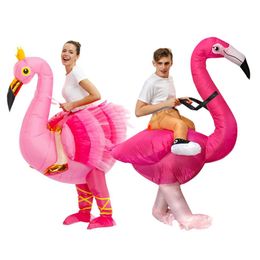 Mascotte Kostuums Volwassen Flamingo Opblaasbare Kostuums Kerst Halloween Kostuum Maskerade Partij Cartoon Rollenspel Aankleden voor Man 261q