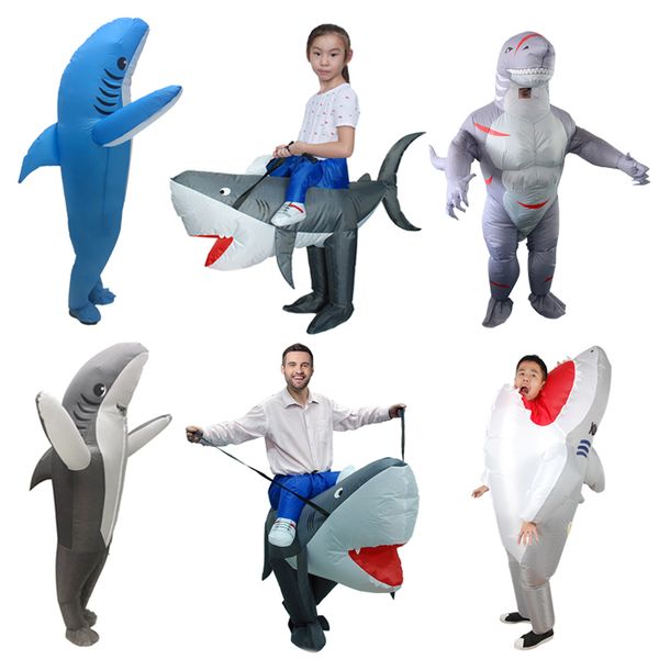 Mascota costumeshalloween disfraz para hombre adulto mujer de mar pescado azul tiburón trajes inflables de tiburones grises tiburones fiesta juego de rol despreocupmasmascot