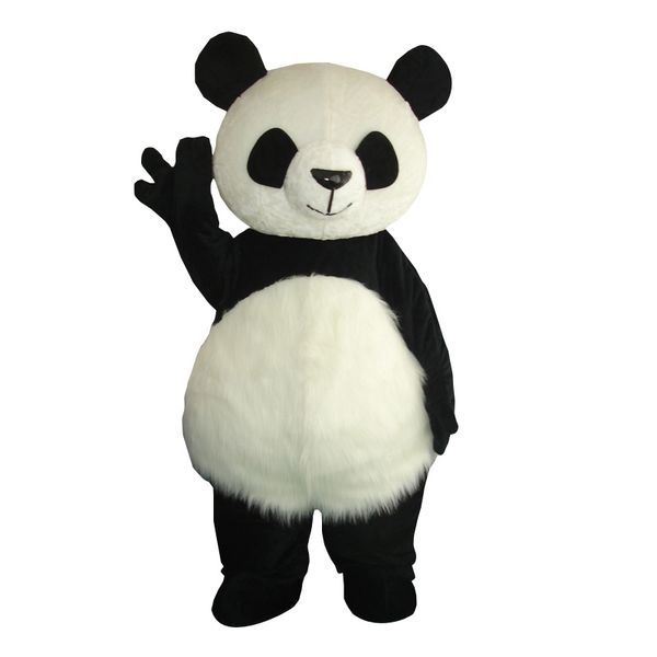 Disfraces de mascotasPelo largo Disfraz de mascota de oso panda chino Disfraz de mamífero Traje completo Traje de desfile de fiesta de cumpleaños de Navidad de Halloween