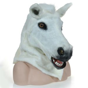 Costumes de mascotteLe costume de mascotte de tête de cheval blanc peut déplacer la tenue d'Halloween de tête de bouche