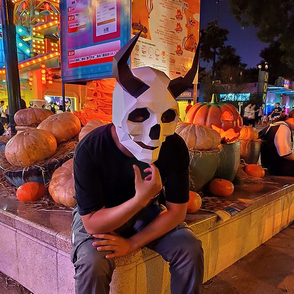 Mascotte poupée costume 3D papier moule Animal crâne démon tête masque couvre-chef Halloween accessoires femme hommes fête jeu de rôle habiller bricolage artisanat masques