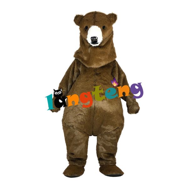 Costume de poupée de mascotte 955 Long Fur Furry Brown Simuler Violent Bear Mascot Costume Adult Cartoon Festival Celebration Holiday Célébrer