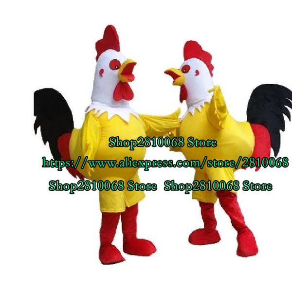 Costume de poupée de mascotte Taille adulte Jaune Rouge Blanc Noir Coq Costume De Mascotte Dessin Animé Anime Mascarade De Noël Halloween Cadeau 1008