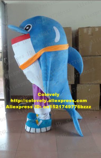 Costume de poupée de mascotte Cool Blue Dolphin Marsouin Dophins Delphinids Sea Hog Whale Cétacé Costume de mascotte avec des yeux clairs et brillants No.4798 Gratuit