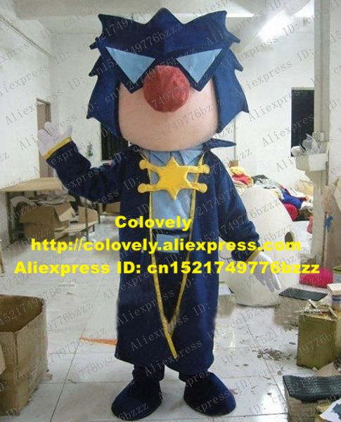 Costume de poupée de mascotte Cool Blue RK Costume de mascotte Mascotte Mole Manor Capitaine Priate avec des lunettes bleues Gros nez rouge Cape bleue Adulte No.2756