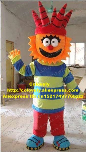 Costume de poupée de mascotte Costume de mascotte de monstre de chèvre coloré cool Mascotte Clown Bouffon Joker Jester avec beaucoup d'épines rouges Happy Face No.2773 Fr