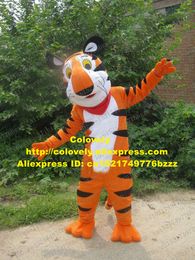 Costume de poupée de mascotte Costume de mascotte de tigre noir jaune frais Mascotte Tigerkin Tigger Tigris Regalis avec peau à rayures noires orange No.651 Fre