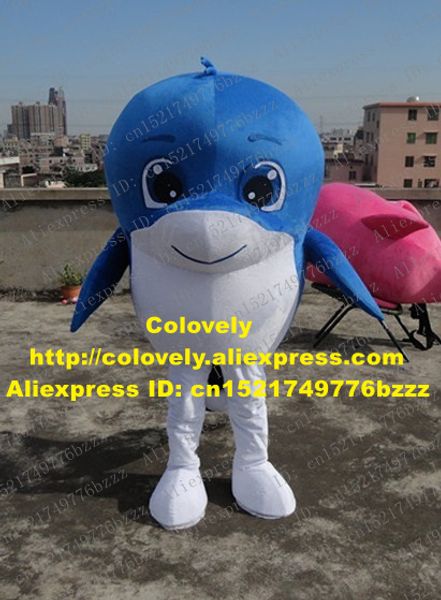 Costume de poupée de mascotte Costume de mascotte de dauphin bleu mignon Mascotte Delphinids Sea Hog Porpoise Dophins With White Belly Big Blue Eyes No.3511 Fre