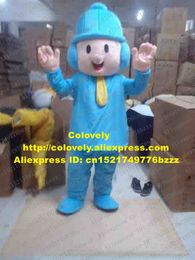 Costume de poupée de mascotte mignon bleu petit garçon mascotte costume mascotte enfant enfant spadger garçon avec petite cravate jaune costume bleu adulte n ° 2342 fr