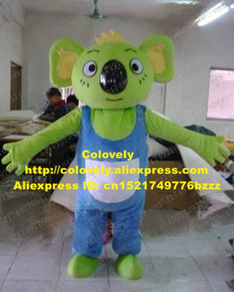 Mascotte costume de poupée Mignon Koala Vert Ours Mascotte Costume Mascotte Coala Phascolarctos Cinereus Adulte Avec Grandes Oreilles Grand Nez Noir No.2785 Fr