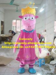 Costume da bambola mascotte Cute Pink Monster Sheep Princess Costume mascotte Mascotte Yeanling Capra Agnello con corona gialla Abito lungo rosa No.2774 Fr