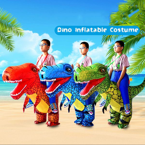 Costume de poupée de mascotte Déguisement Parent Enfant Dino Costume Gonflable Costumes de Fête de Carnaval pour Enfants Cadeau de Noël Vêtements d'Halloween